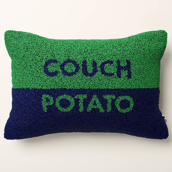 18"x12" Couch Potato Beaded Colorblock Rectangle Lumbar Throw Pillow Green/Navy - Picture 1 of 4